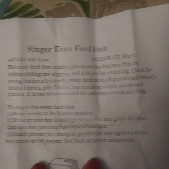 COPY - 2424 Singer # 421333-451 Sewing Machine Even Feed Foot - Picture 5 of 5